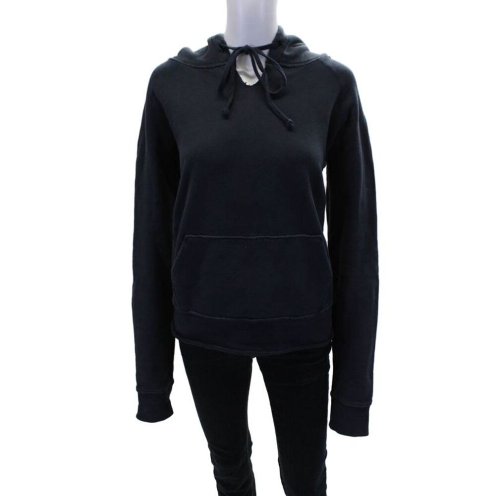 N.L. Issue Womens Long Sleeves Pullover Hoodie Navy Blue Cotton Size Medium